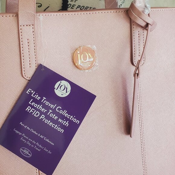 NWT JOY MANGANO  E*LITE TRAVEL COLLECTION LEATHER TOTE with RFID PROTECTION - Picture 5 of 8